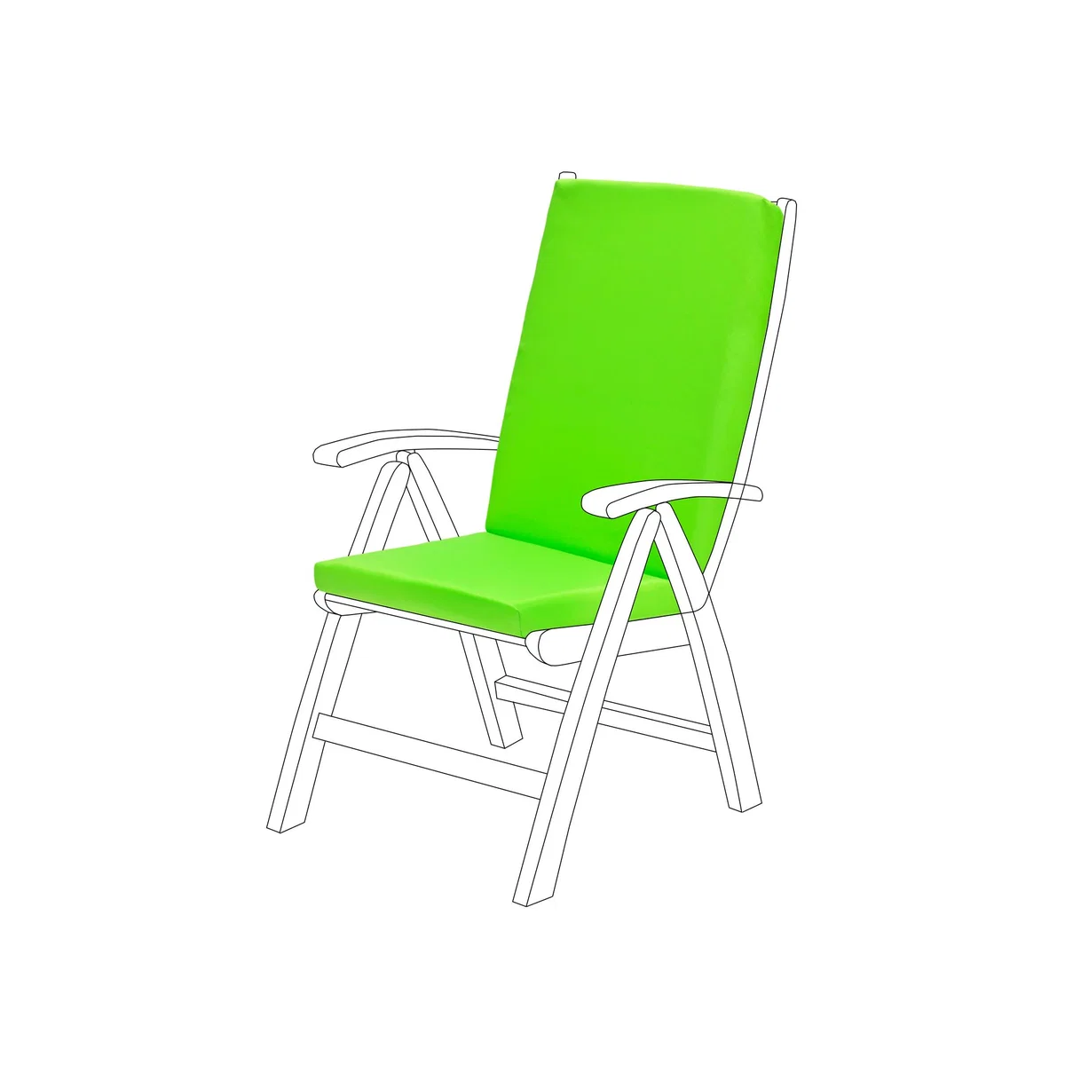 Water-Resistant Highback Garden Chair Seat Pad Outdoor Cushion - Lime