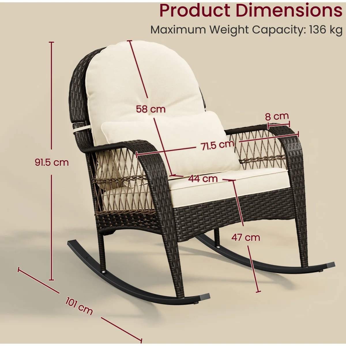 Yaheetech Outdoor Rattan Rocking Chair - Brown – image 3