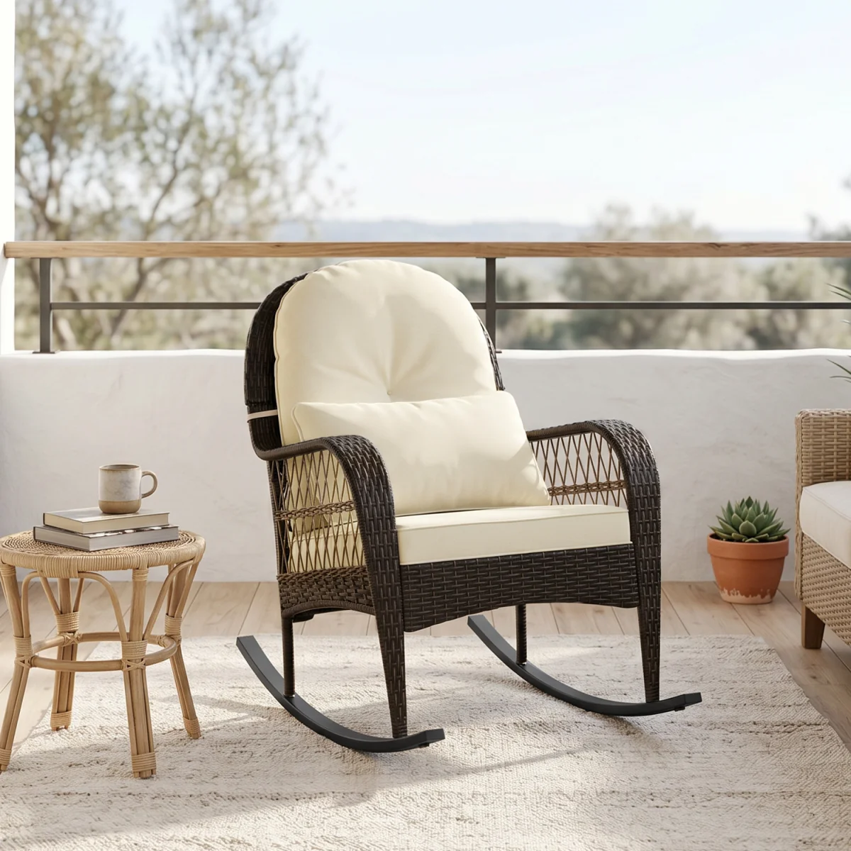Yaheetech Outdoor Rattan Rocking Chair - Brown – image 1