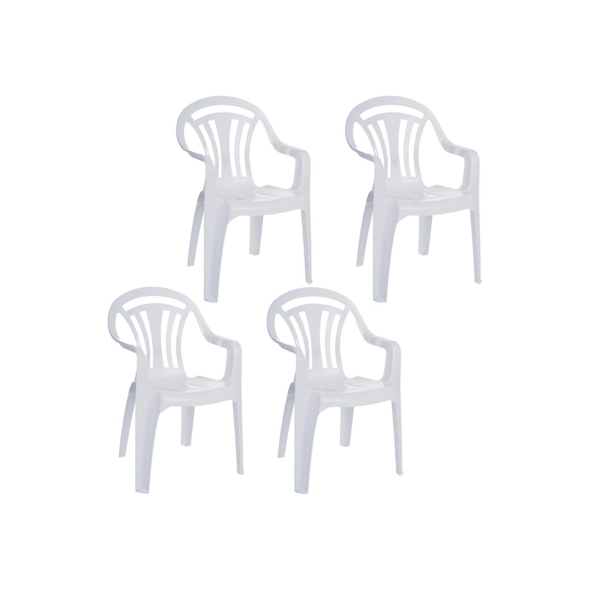 Pack Of Plastic Garden Chairs - White / 4