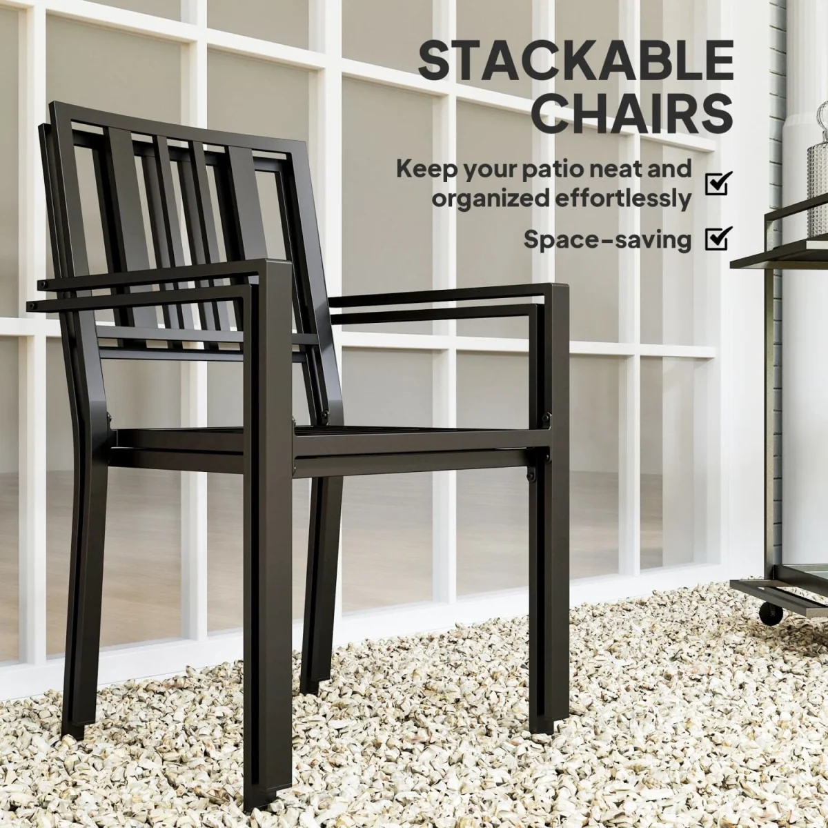 Moyolo Set of 2 Metal Black Minimalist Outdoor Garden Chairs – image 5