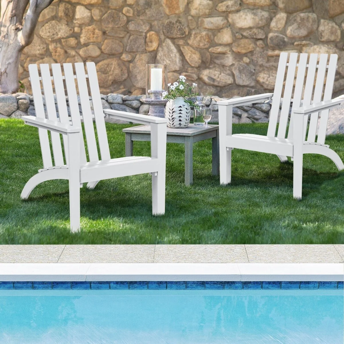 Costway Garden Patio Chair Adirondack Chair - White – image 7
