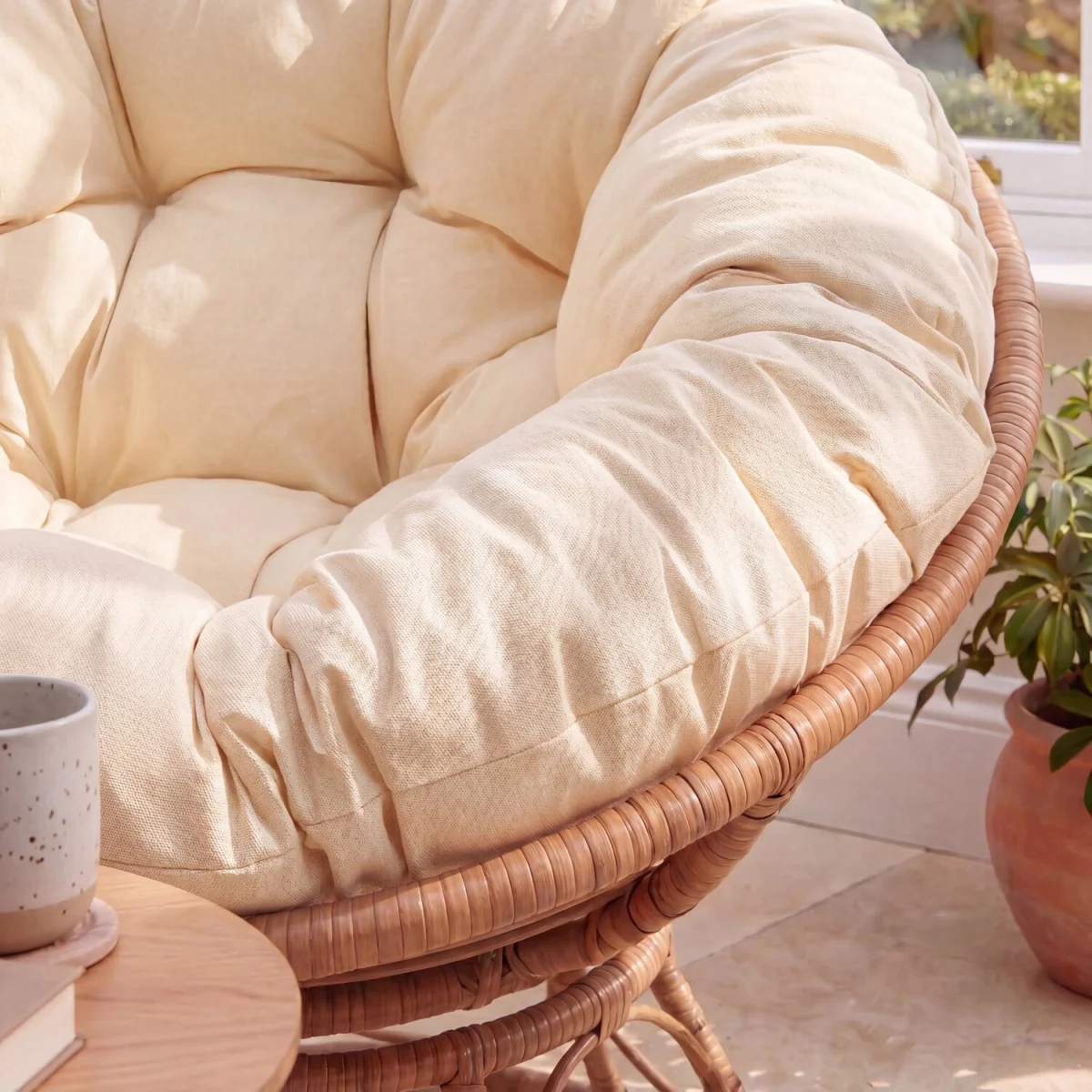 Amara Indoor or Outdoor Swivel Papasan Chair - Natural & Cream – image 2