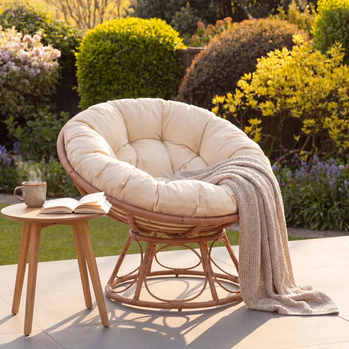 Amara Indoor or Outdoor Swivel Papasan Chair - Natural & Cream – image 3