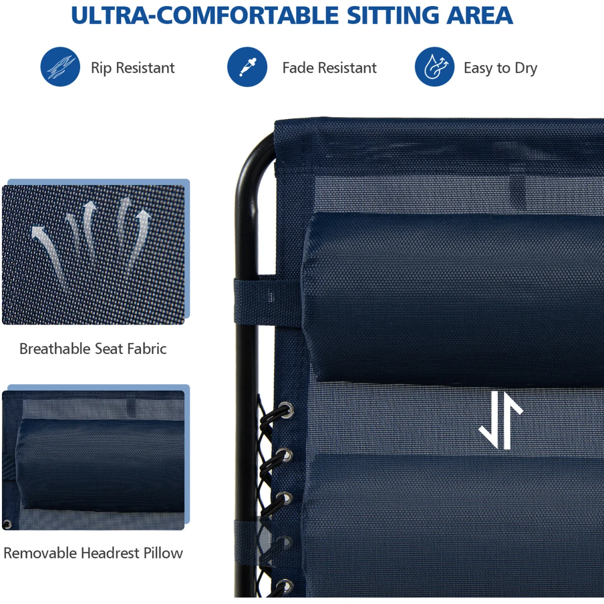 Outdoor Folding Patio Recliner Zero Gravity Chair - Blue / 83cm – image 5