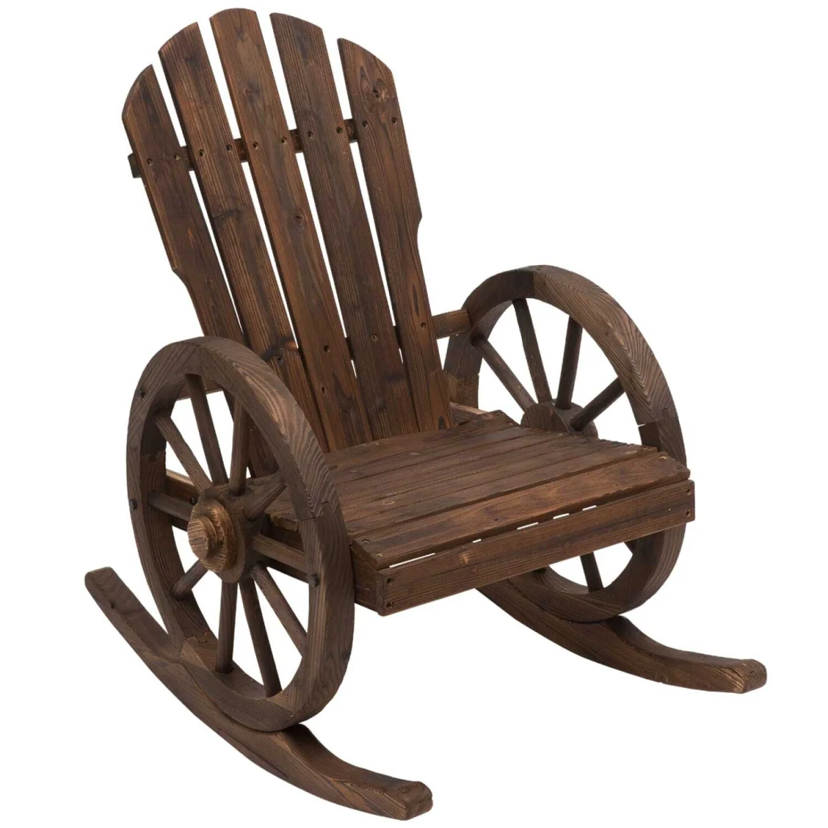Elna Dark Favi Wood Adirondack-Style Outdoor Rocking Armchair, Carbonized Finish – image 3