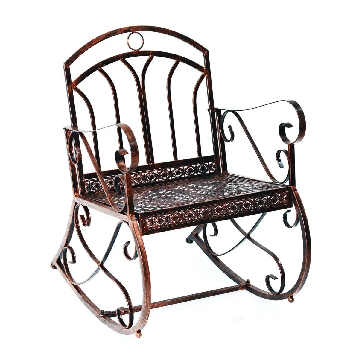 Pabasa Vintage Inspired Metal Bronze Single Outdoor Rocking Armchair – image 2