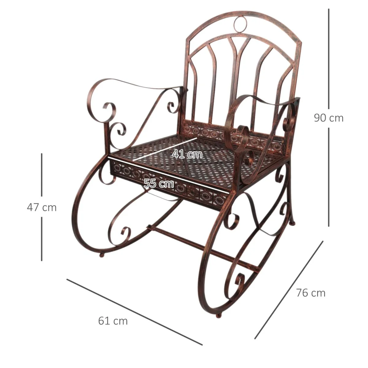 Pabasa Vintage Inspired Metal Bronze Single Outdoor Rocking Armchair – image 3