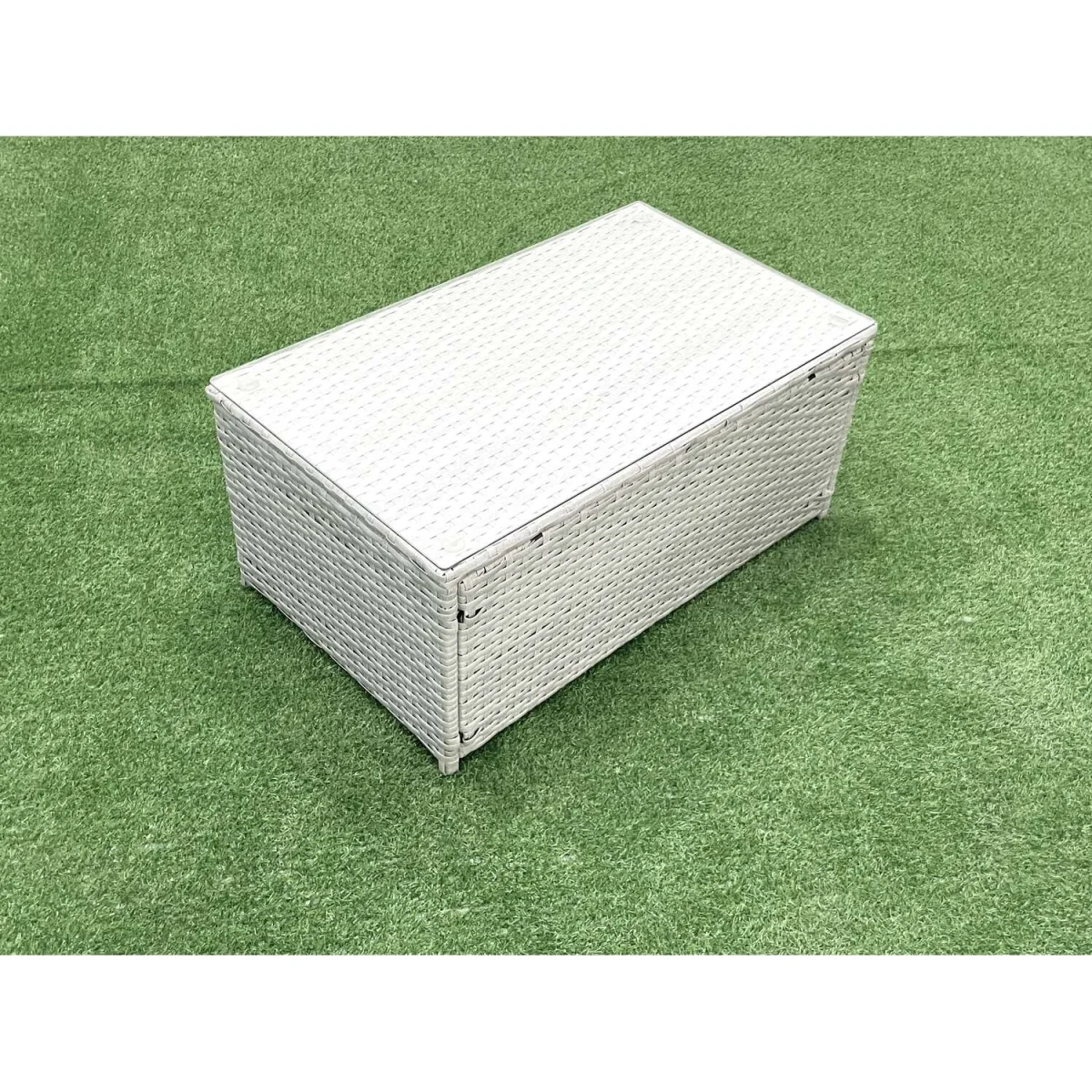 Fimous 6-Piece Light Grey Mixed Rattan Garden Sofa and Chair Set with Tables. - Light grey mixed rattan with dark grey fabric – image 2