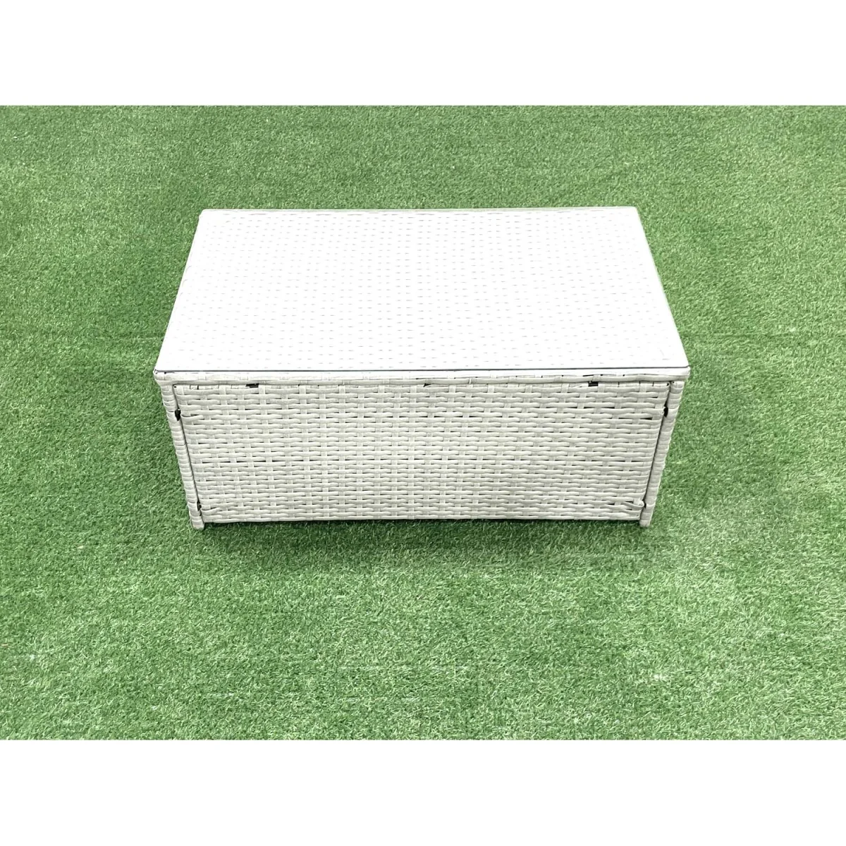 Fimous 6-Piece Light Grey Mixed Rattan Garden Sofa and Chair Set with Tables. - Light grey mixed rattan with dark grey fabric – image 3