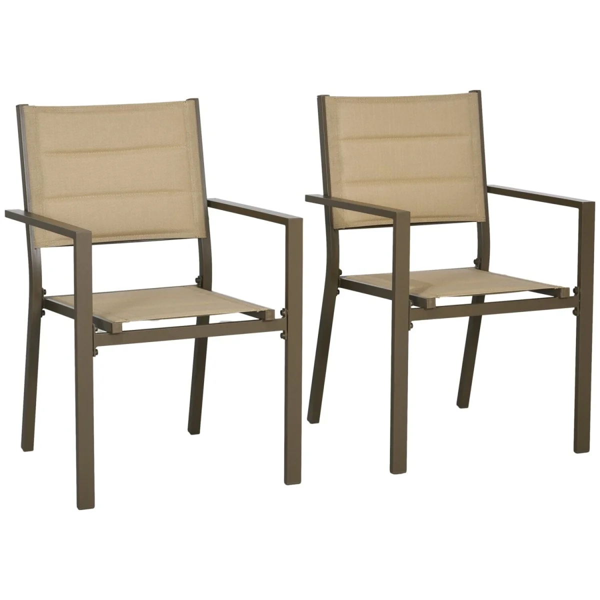 Batomi Set of 2 Khaki Aluminium Stackable Outdoor Garden Chairs – image 2