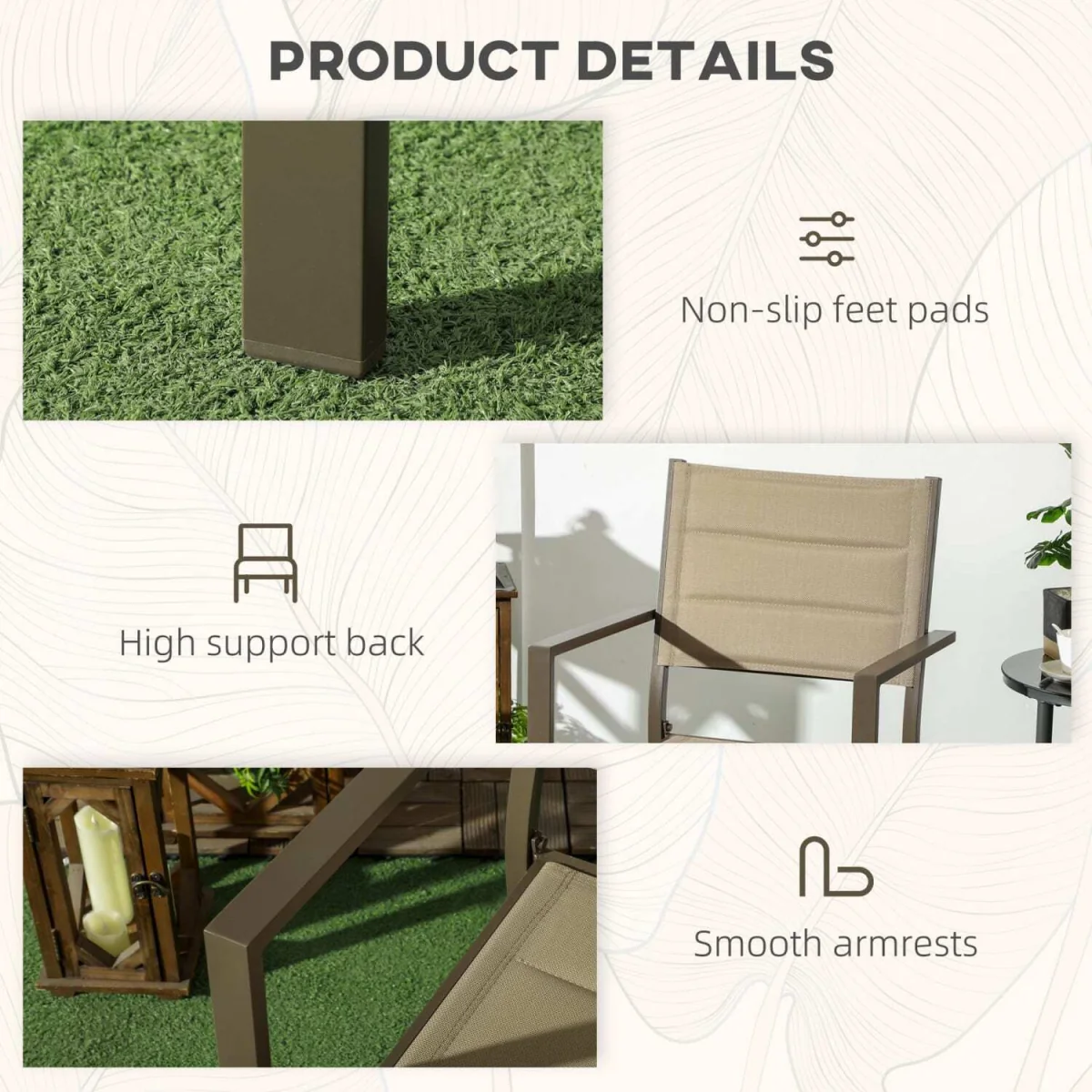 Batomi Set of 2 Khaki Aluminium Stackable Outdoor Garden Chairs – image 7