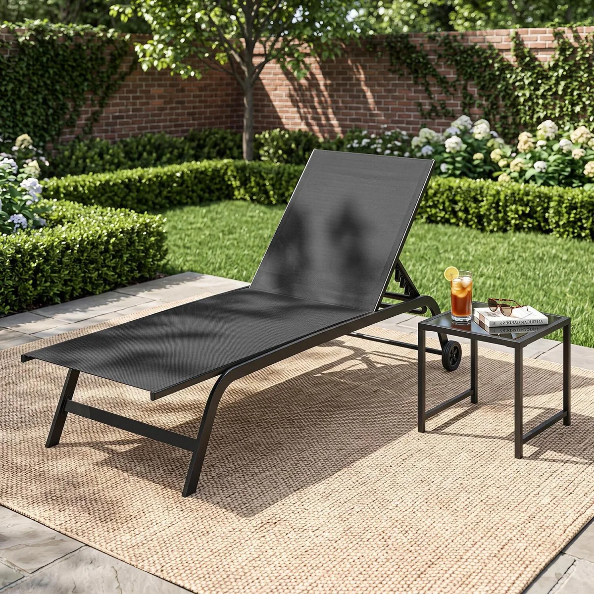 Outdoor Chaise Lounge Chair Set - Black – image 2