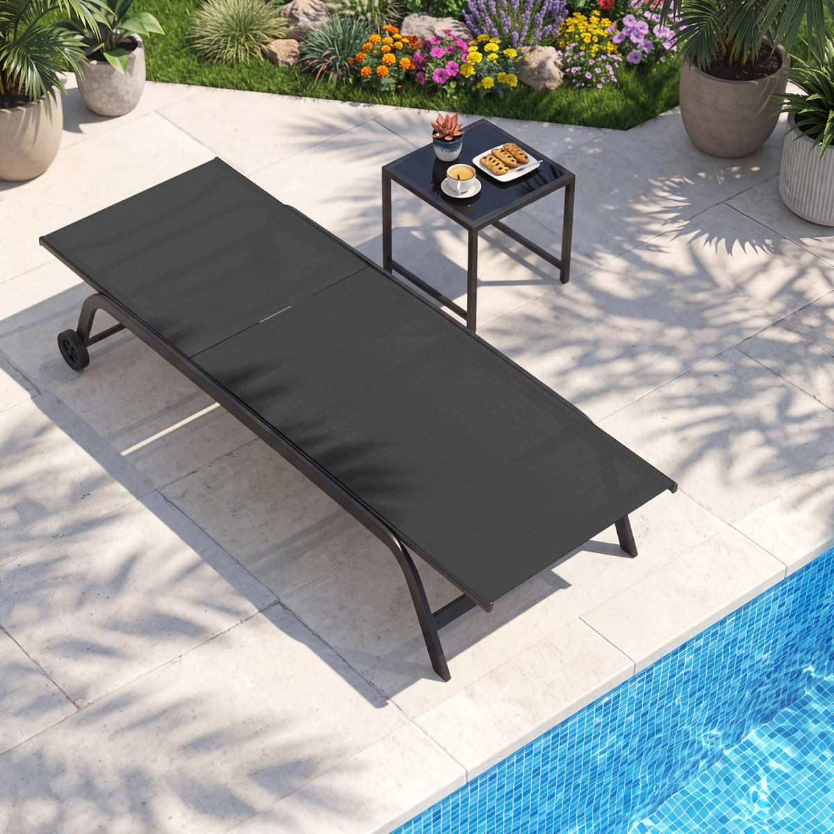 Outdoor Chaise Lounge Chair Set - Black – image 3