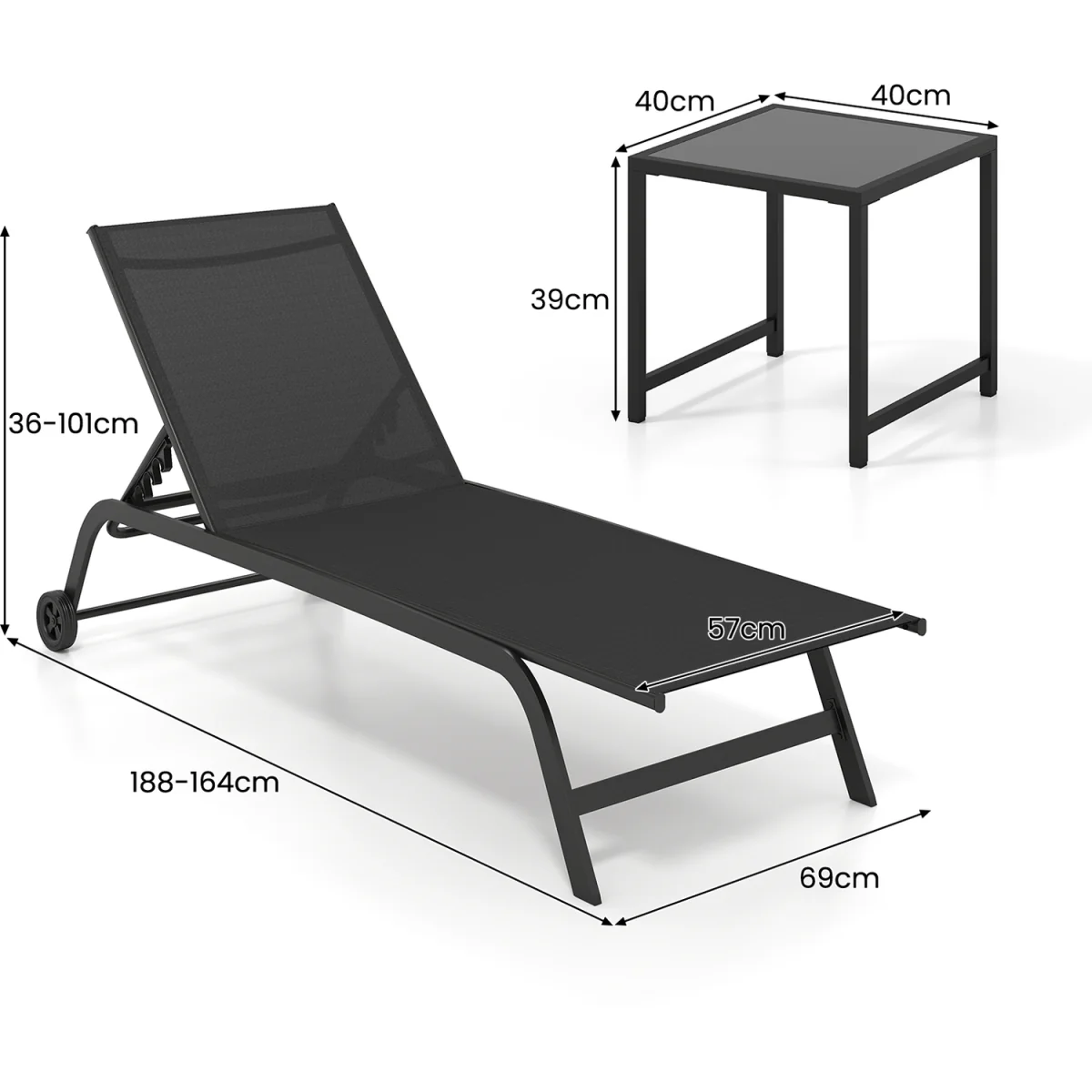 Outdoor Chaise Lounge Chair Set - Black – image 4