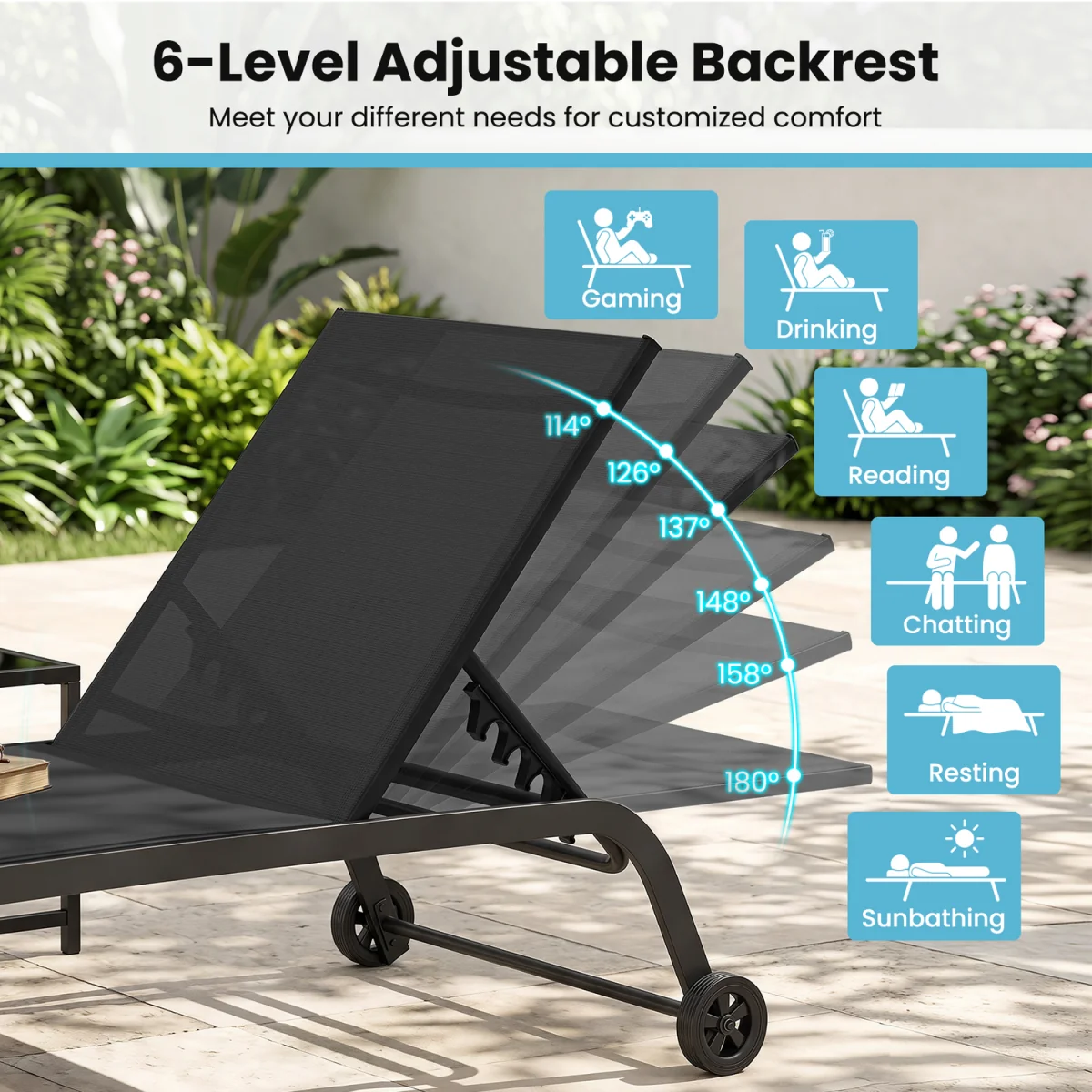 Outdoor Chaise Lounge Chair Set - Black – image 5