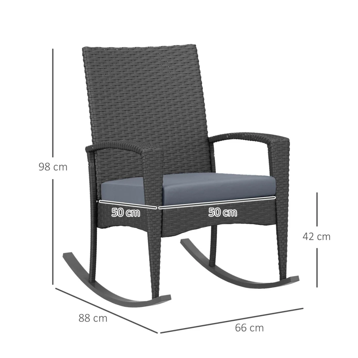 Lora Set of 2 Grey Rattan Outdoor Rocking Chairs with Cushions – image 5