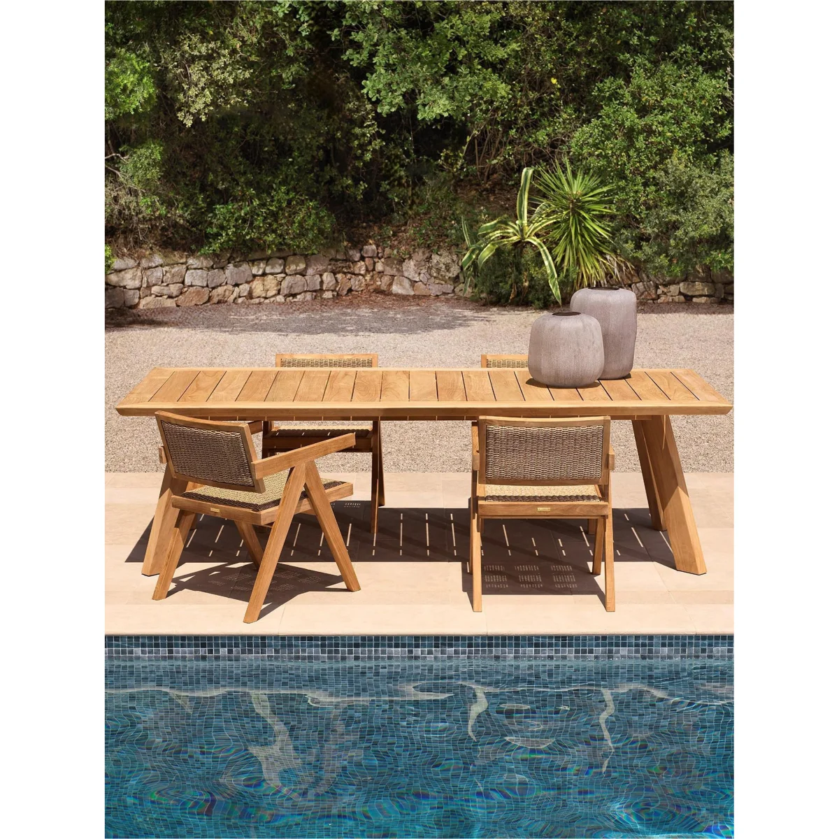 Teak Wood Garden Dining Chair Kristo with Armrests – image 2