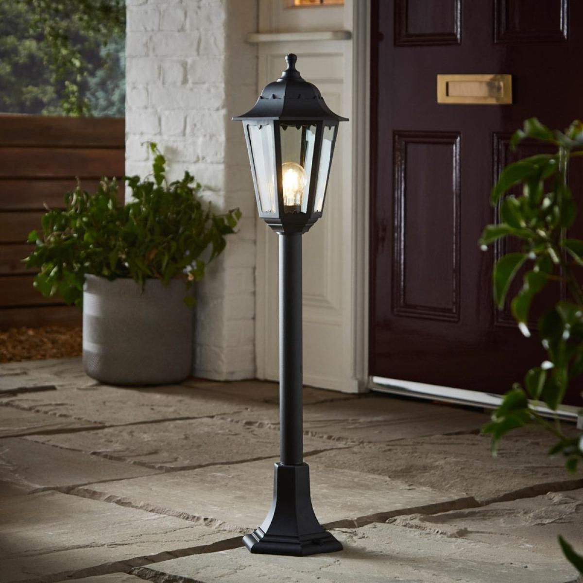 Ferris Outdoor Polycarbonate Tall Lamp Post Lantern, Black – image 2