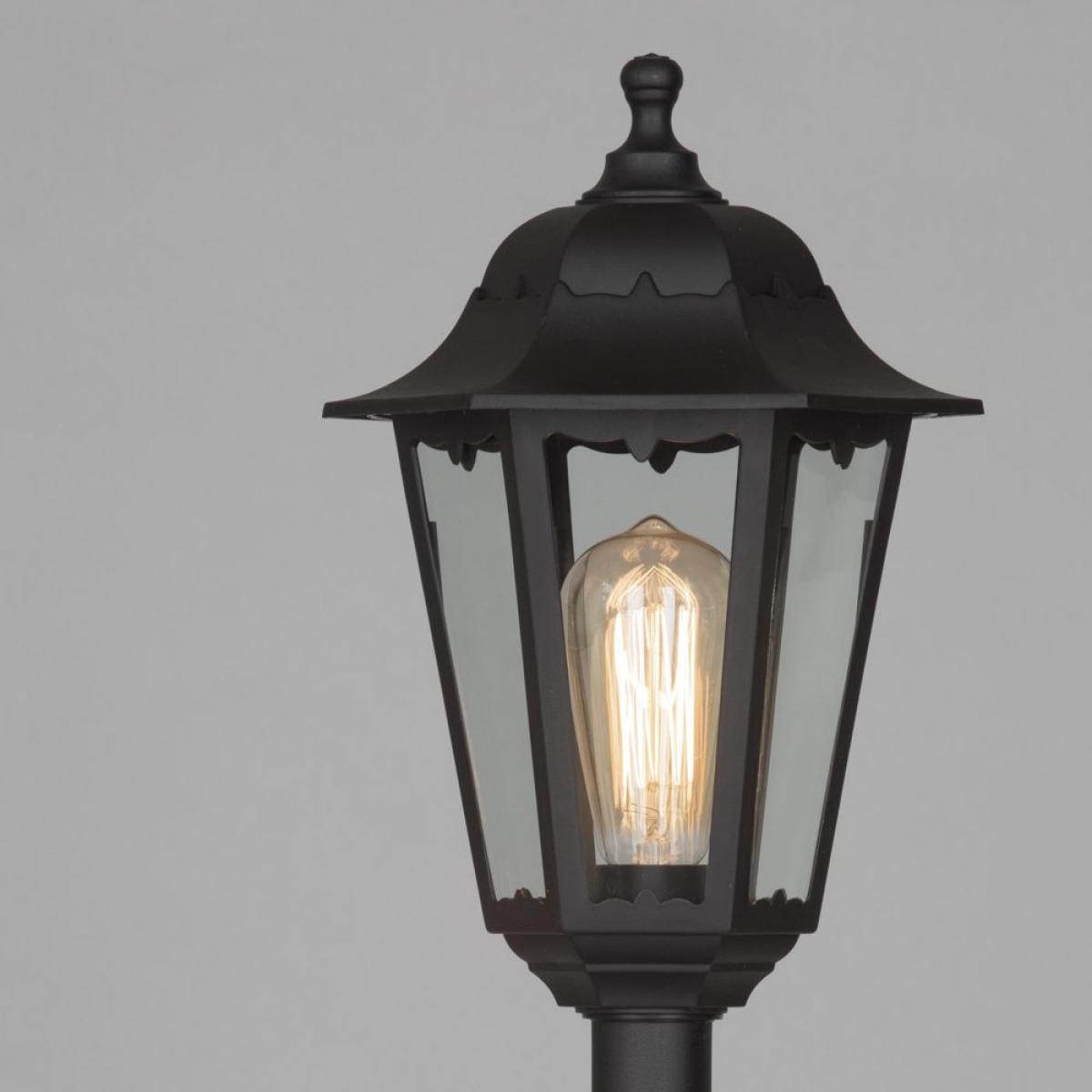Ferris Outdoor Polycarbonate Tall Lamp Post Lantern, Black – image 4
