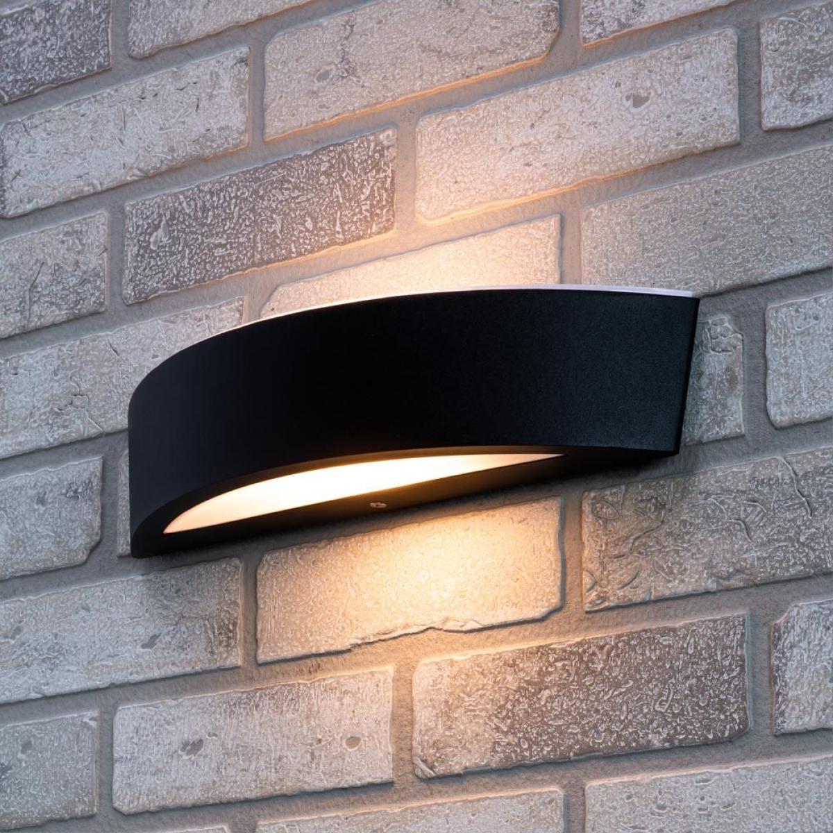 Albie Outdoor Curved LED Up and Down Wall Light, Black – image 2