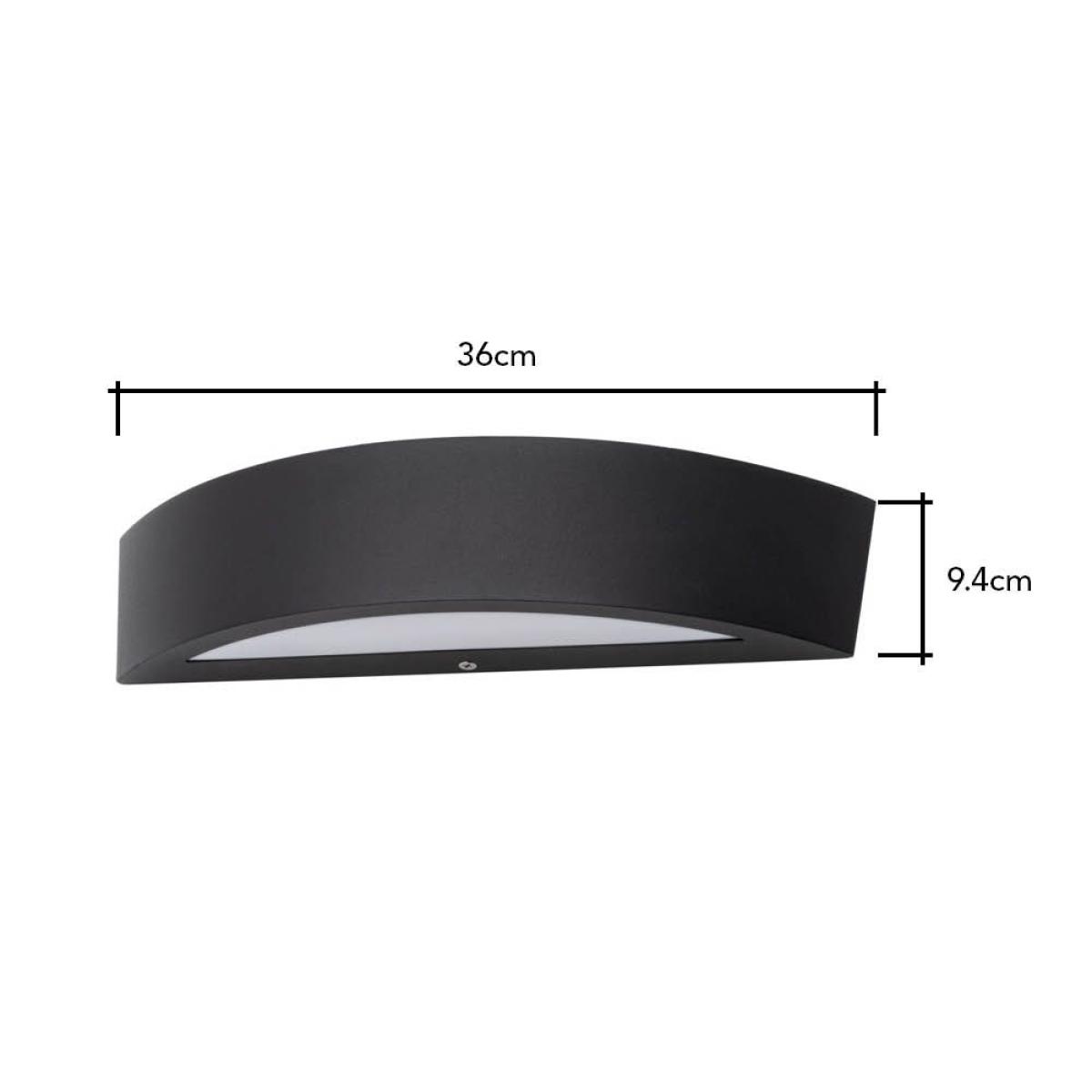 Albie Outdoor Curved LED Up and Down Wall Light, Black – image 7