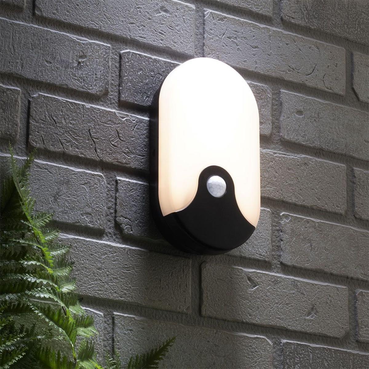 Swona 15 Watt LED Outdoor Oval Bulkhead Light with PIR, Black – image 2