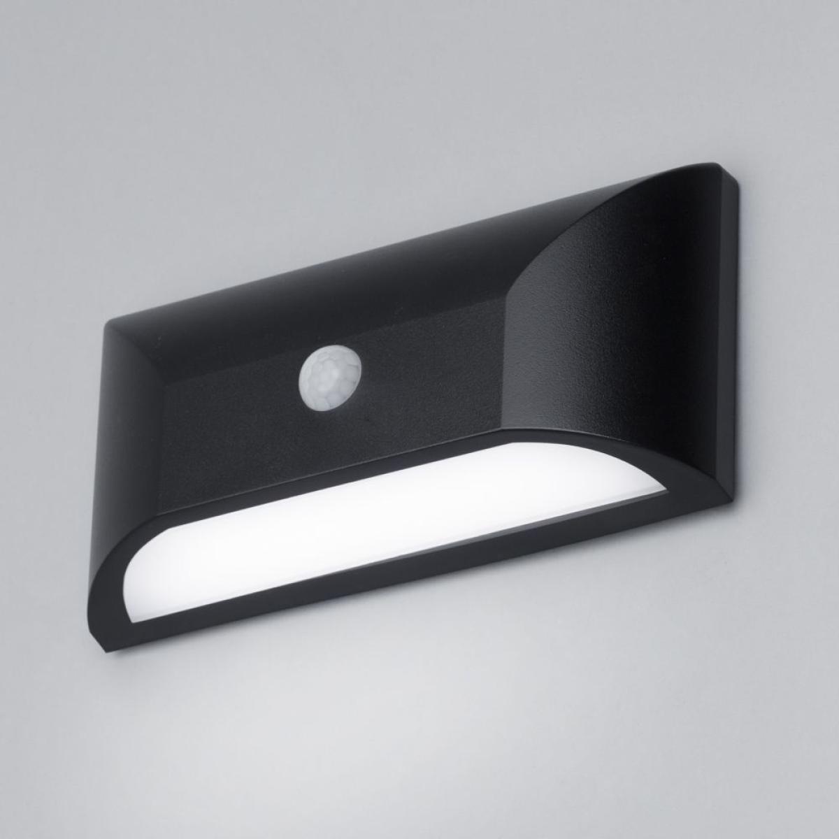 Cava Outdoor LED Rectangular Wall Light with PIR Sensor, Black – image 3