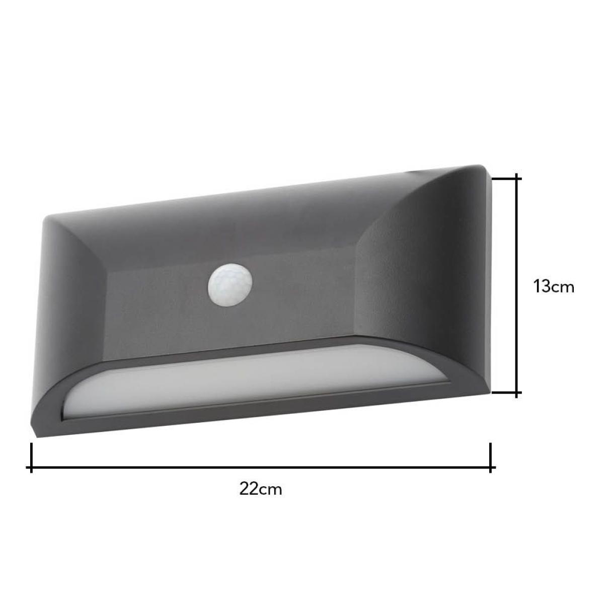 Cava Outdoor LED Rectangular Wall Light with PIR Sensor, Black – image 6