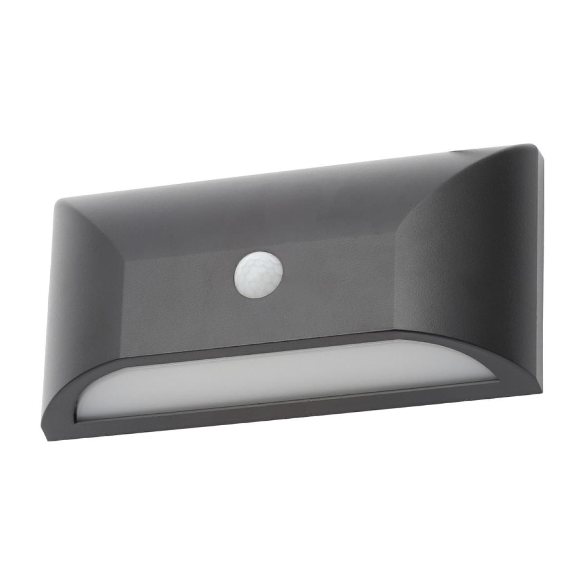 Cava Outdoor LED Rectangular Wall Light with PIR Sensor, Black – image 1