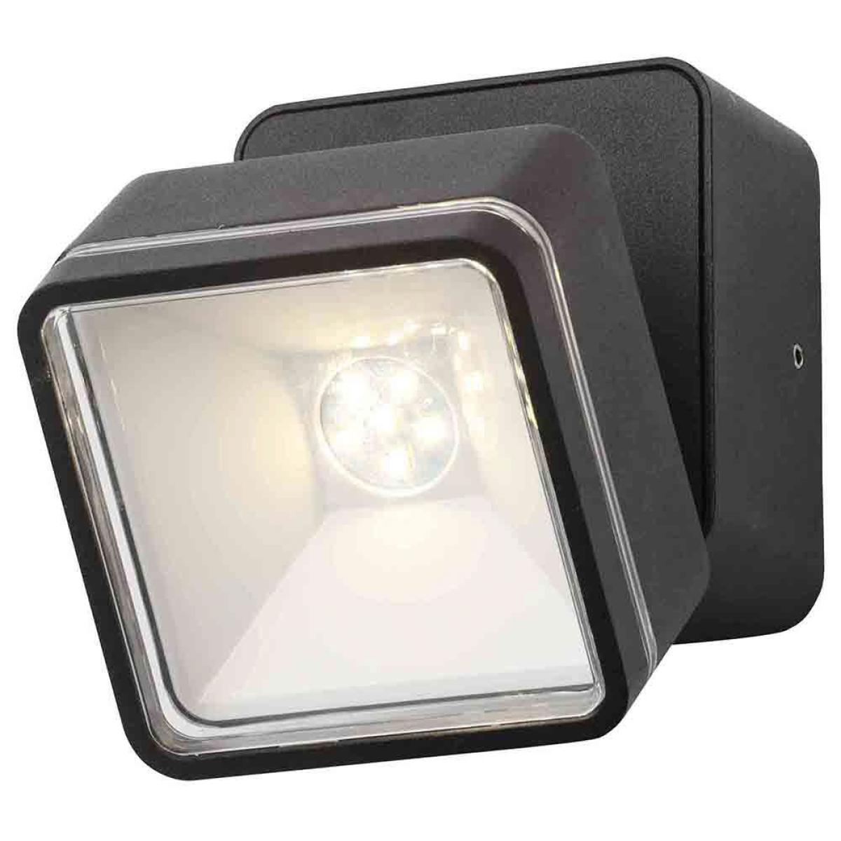 Stanley Tiber Outdoor LED Square Die-Cast Adjustable Wall Light, Black – image 2