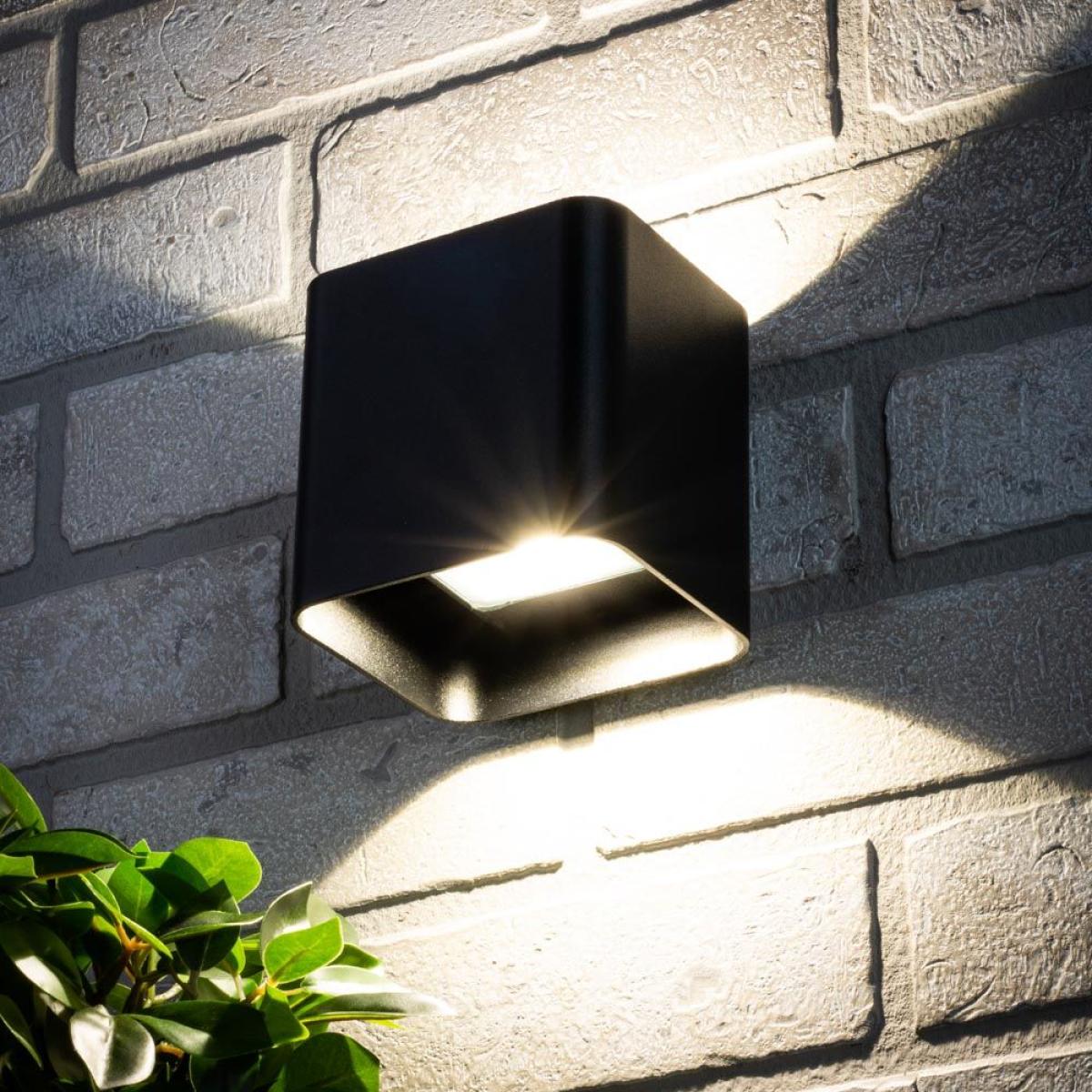 Cameron Outdoor LED Square Up and Down Wall Light, Black – image 2