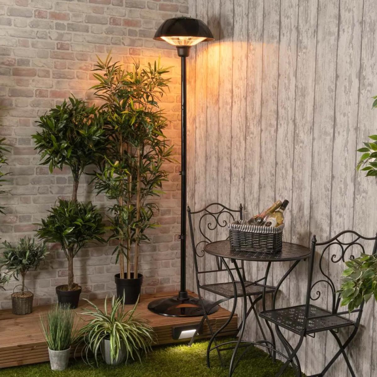1500 Watt Floor Standing Halogen Element Outdoor Heater, Black – image 2