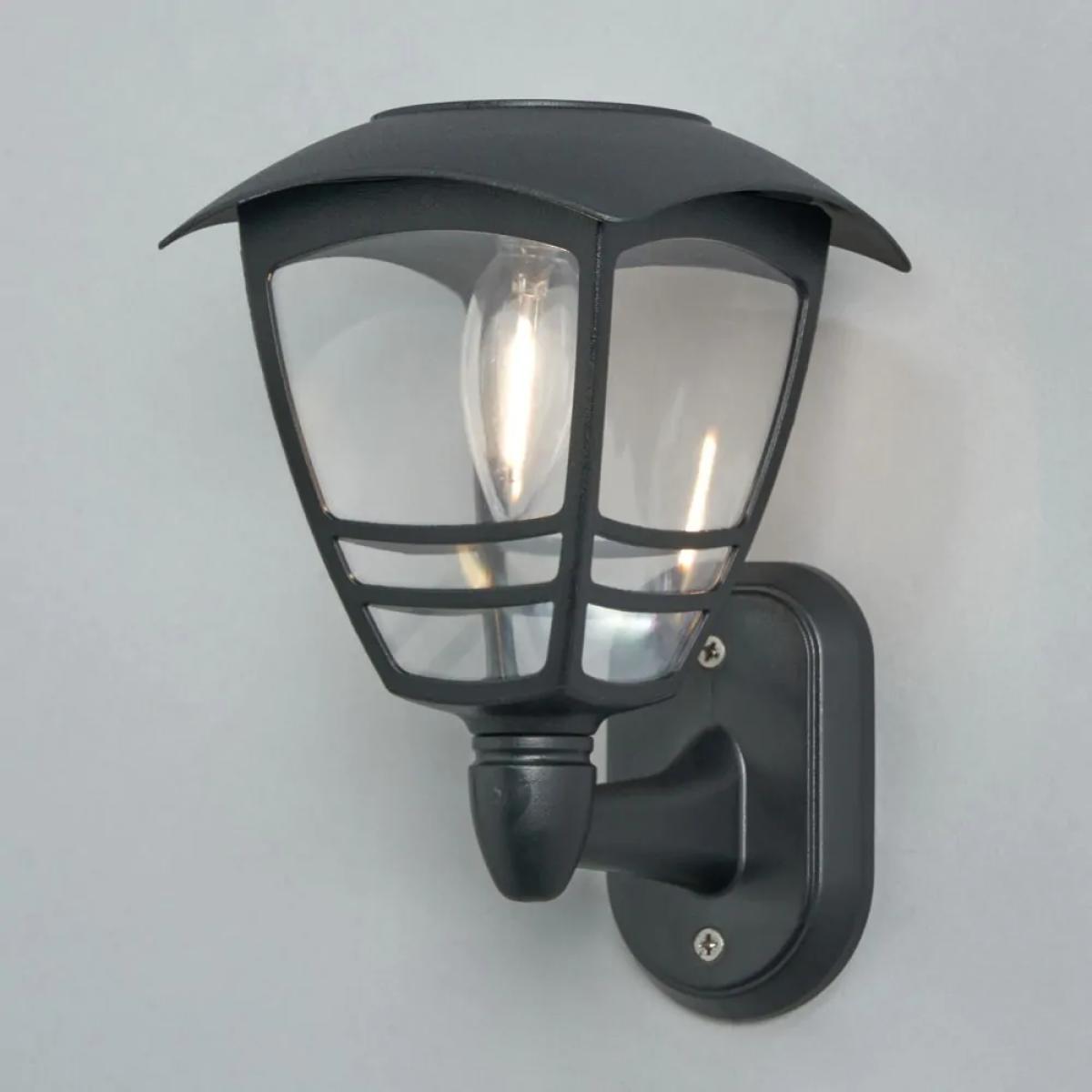 Alzir Outdoor LED Solar Wall Light, Black – image 3