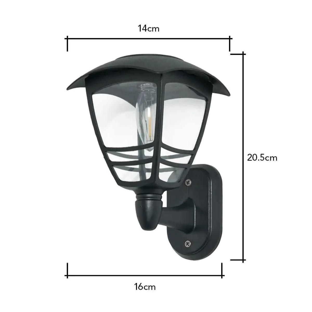 Alzir Outdoor LED Solar Wall Light, Black – image 7