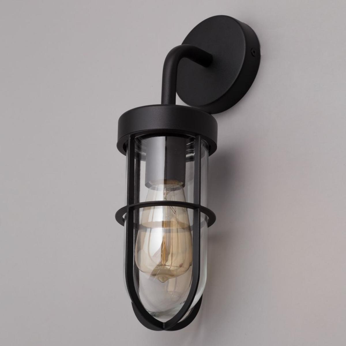 Harris Outdoor Industrial Style Caged Wall Light, Black – image 4