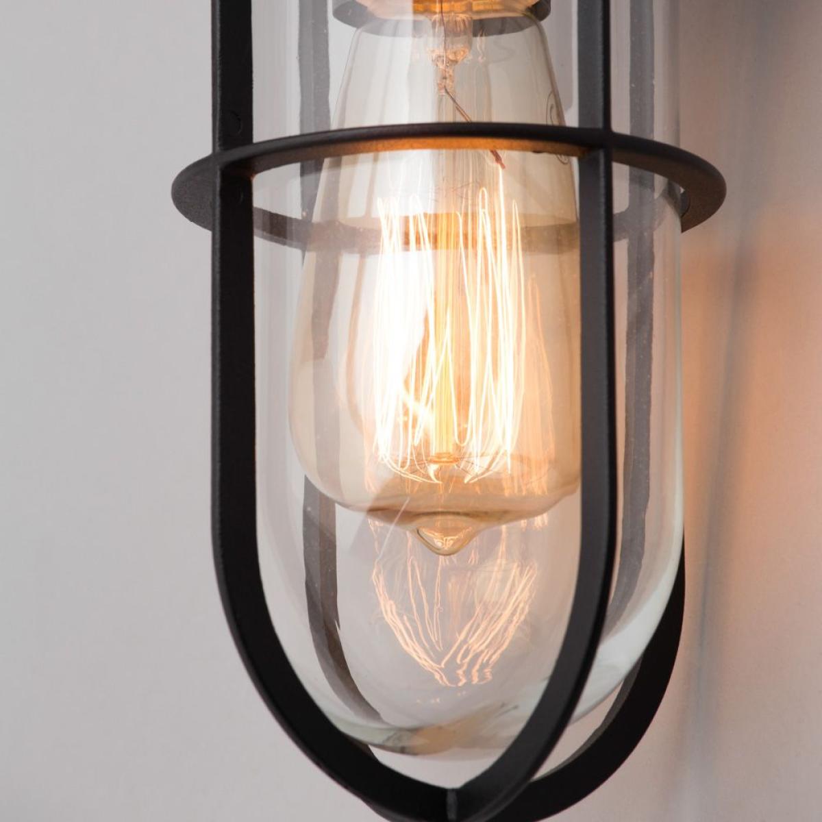 Harris Outdoor Industrial Style Caged Wall Light, Black – image 5