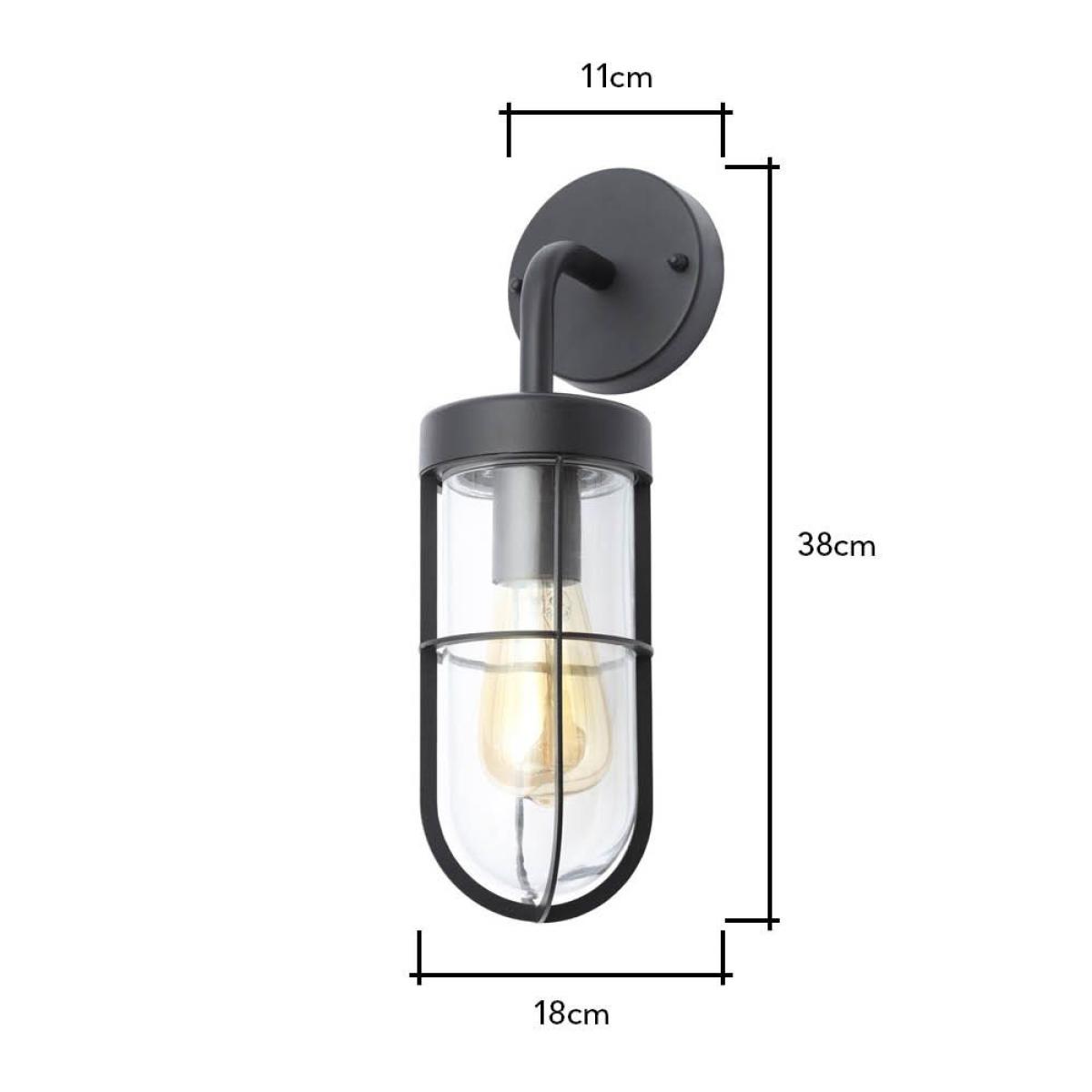 Harris Outdoor Industrial Style Caged Wall Light, Black – image 6