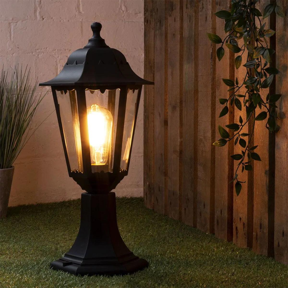 Ferris Outdoor Polycarbonate Short Post Lantern, Black – image 2