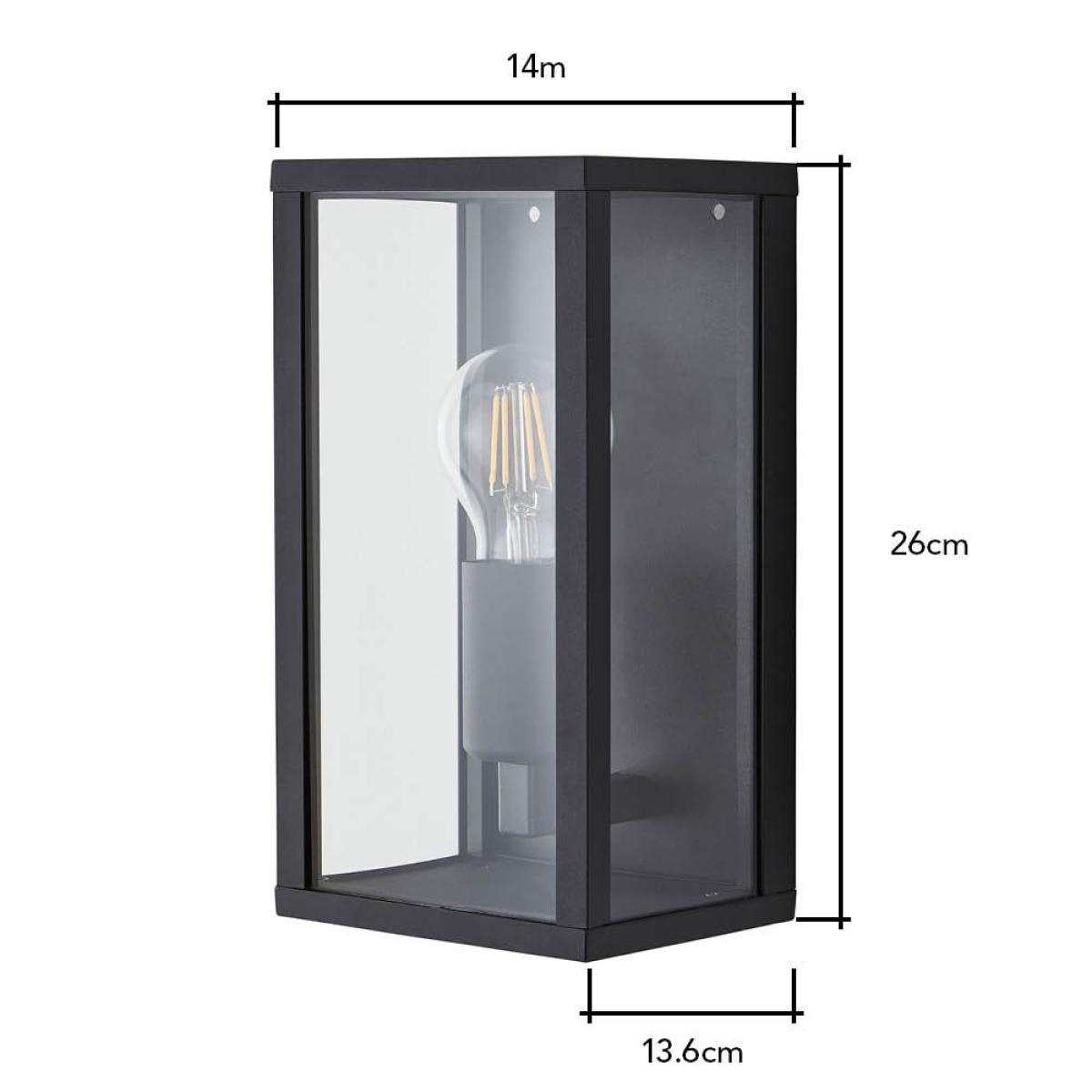 Waylon Outdoor Glass Panel Wall Light, Black – image 5