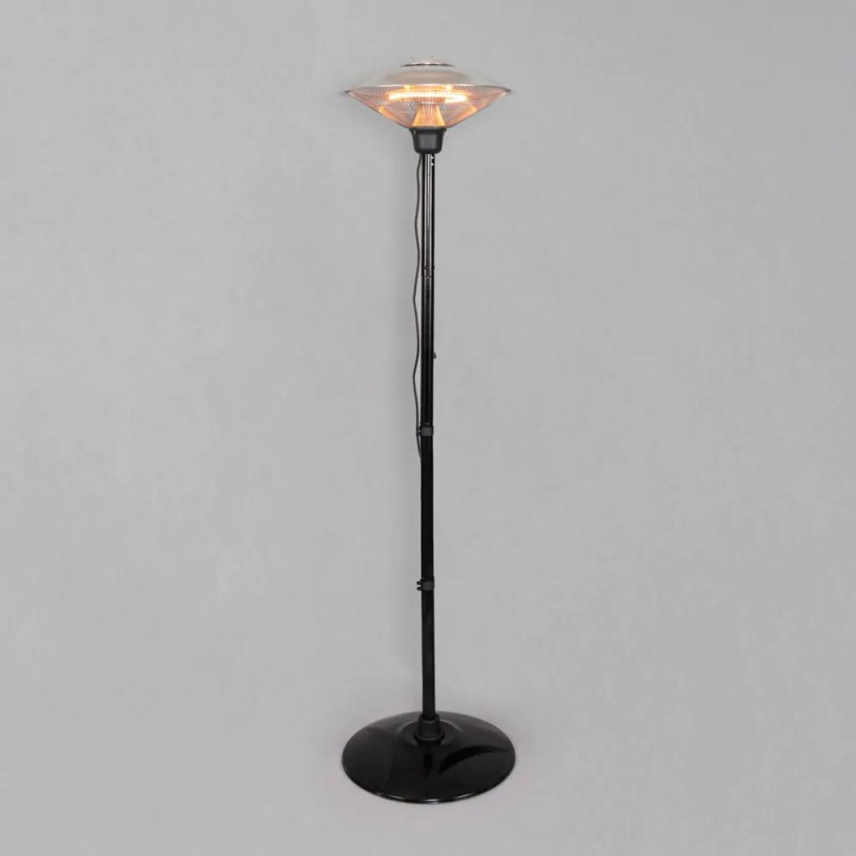 2000 Watt Floor Standing Halogen Element Patio Heater, Silver – image 3