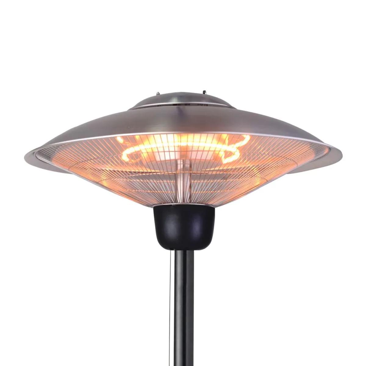 2000 Watt Floor Standing Halogen Element Patio Heater, Silver – image 5
