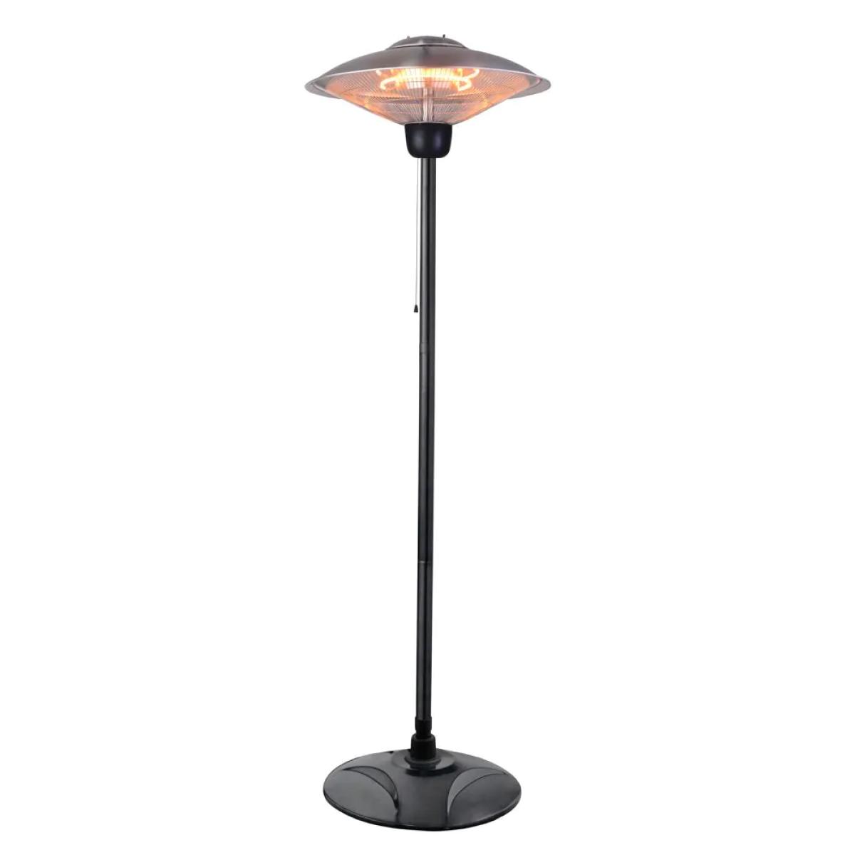 2000 Watt Floor Standing Halogen Element Patio Heater, Silver – image 6