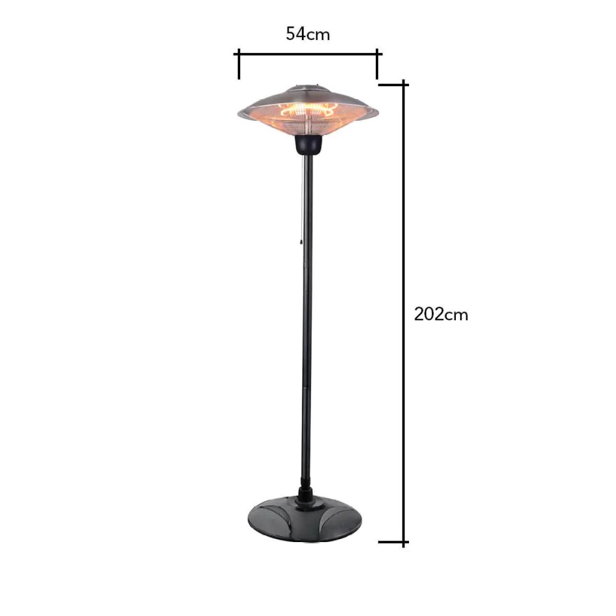 2000 Watt Floor Standing Halogen Element Patio Heater, Silver – image 7