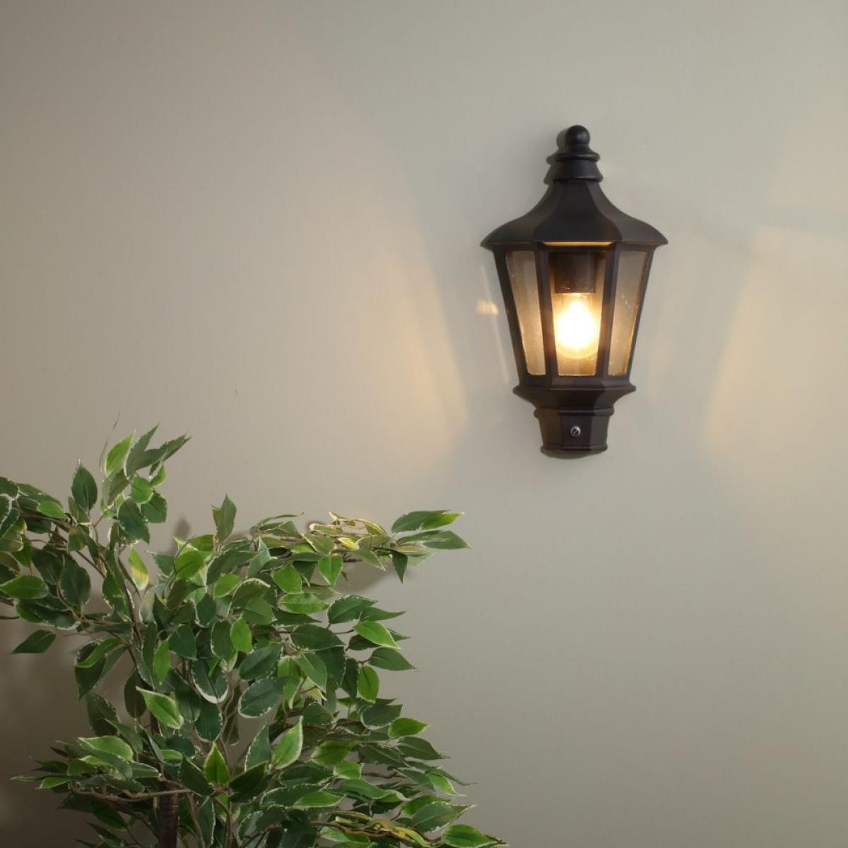 Findlay Outdoor Traditional Half Lantern with Photocell, Black – image 2