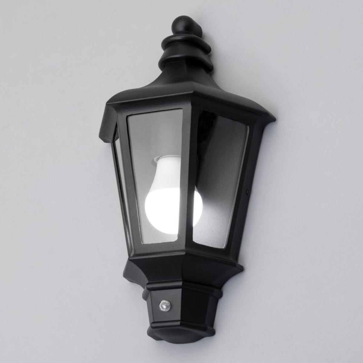 Findlay Outdoor Traditional Half Lantern with Photocell, Black – image 3