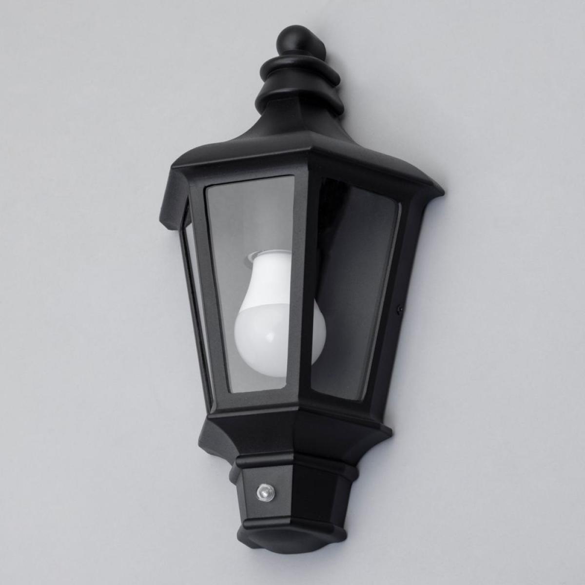 Findlay Outdoor Traditional Half Lantern with Photocell, Black – image 4