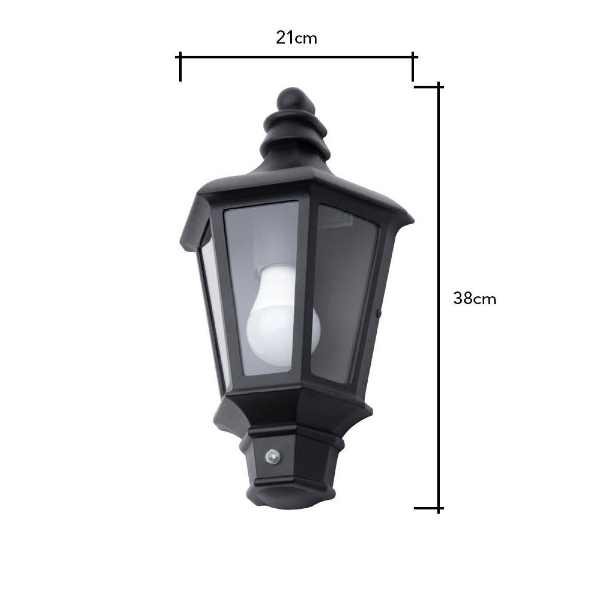 Findlay Outdoor Traditional Half Lantern with Photocell, Black – image 6