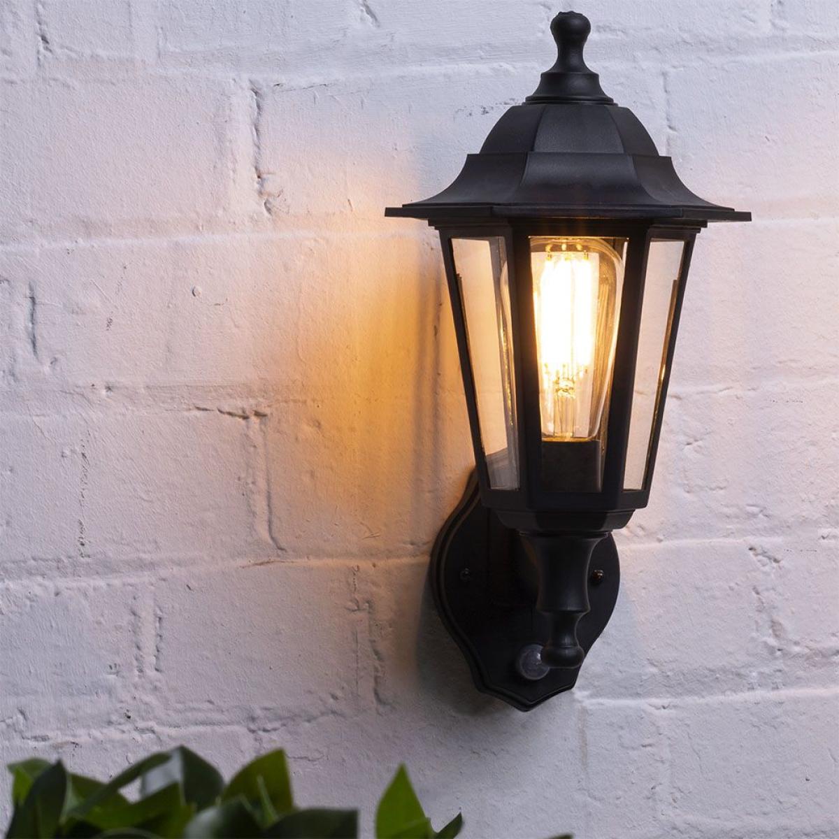 Ferris Outdoor Polycarbonate Wall Lantern with PIR Sensor, Black – image 2