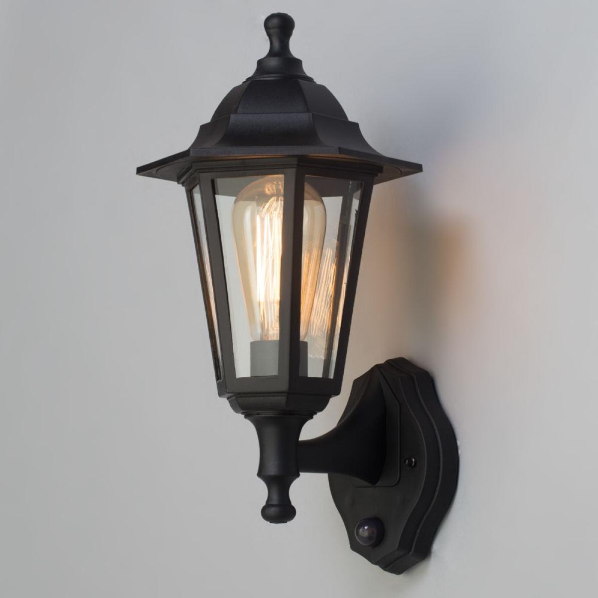 Ferris Outdoor Polycarbonate Wall Lantern with PIR Sensor, Black – image 3